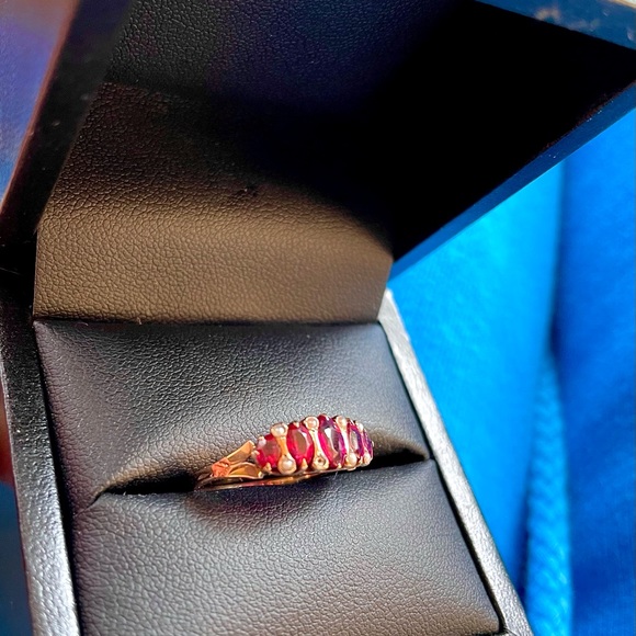 Antique 14k Ruby seed pearl 1.50ct cocktail ring. US 6 1/4. - Picture 9 of 9